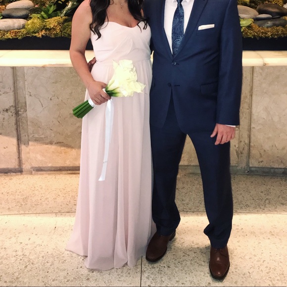 SOCIAL Bridesmaids Strapless Georgette Gown Blush Size 10 - Picture 9 of 10